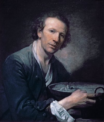 Joseph, ein Modell der Royal Academy, hält eine Bratpfanne, 1755 von Jean Baptiste Greuze